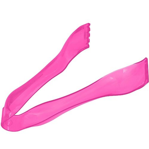 Lightweight Durable Plastic Mini Tongs, Bright Pink Product image