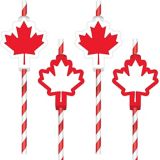 Pailles en papier feuille d'érable canadienne, paq. de 12 | Amscannull
