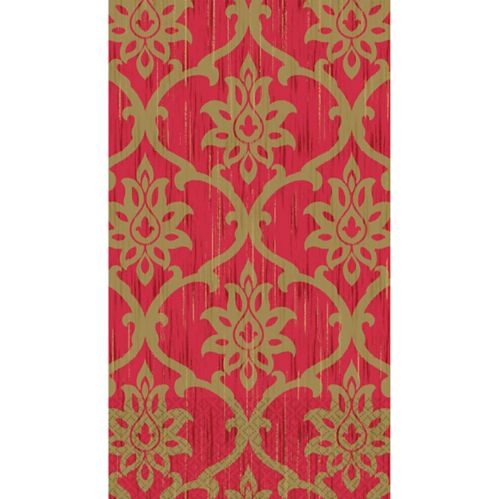 Festive Red & Gold Damask Guest Towels, 16-pk Product image