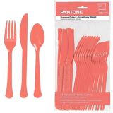 Bright Coral Premium Plastic Cutlery Set, 24-pc