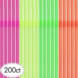 Pailles flexibles fluo, paq. 200 | Amscannull