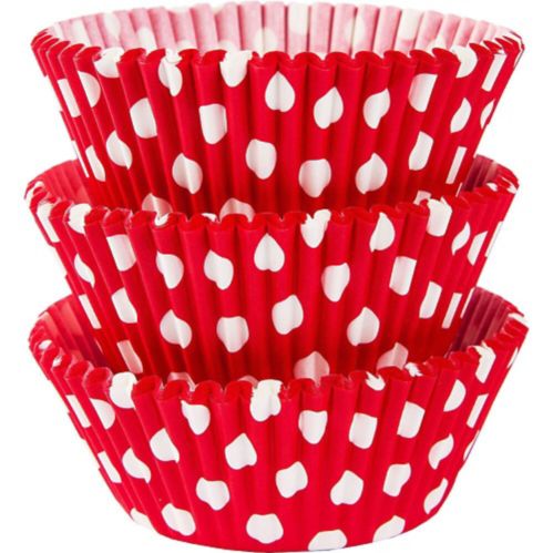 Red Polka Dot Baking Cups, 75-pk Product image