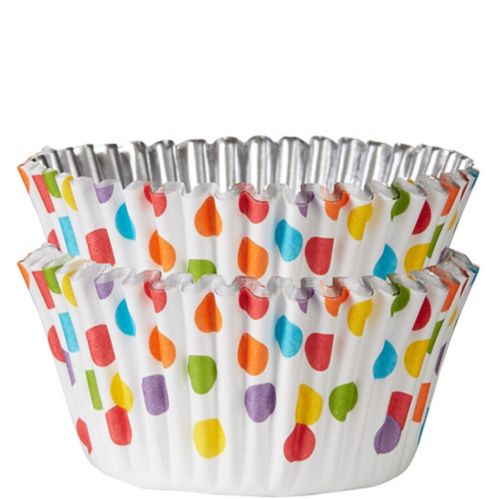 Moules à petits gâteaux en aluminium à pois colorés, paq. 48 Image de l’article