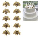 Gold Flower Candle Holder Cake Toppers, 10-pk | Amscannull