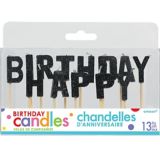 Glitter Black Happy Birthday Toothpick Candle Set, 13-pc | Amscannull