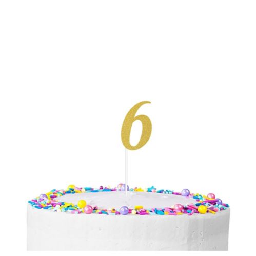 Gold Glitter Number 6 Cake Topper Product image
