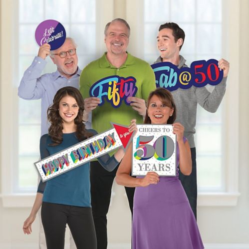 Giant Here's to 50 Birthday Photo Booth Props, 5-pc Product image