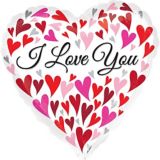 Ballon en aluminium cœurs flottants I Love You pour anniversaire/Saint-Valentin, gonflage à l’hélium inclus, 28 po | Amscannull