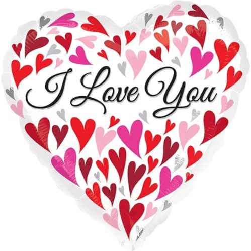 Ballon en aluminium cœurs flottants I Love You pour anniversaire/Saint-Valentin, gonflage à l’hélium inclus, 28 po Image de l’article