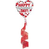 Ballon en aluminium Happy Valentine’s Day avec queue à franges, gonflage à l’hélium inclus, 36 po | Amscannull