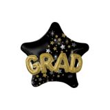 3D Star Graduation Foil Balloon, Helium Inflation Included, Black/Gold/Silver, 36-in | Amscannull