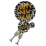 Giant Dots New Year's Foil Balloon, Helium Inflation Included, Black/Gold/Silver, 46-in | Amscannull