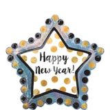 Giant New Year's Star Foil Balloon, Helium Inflation Included, Black/Gold/Silver, 36-in | Amscannull