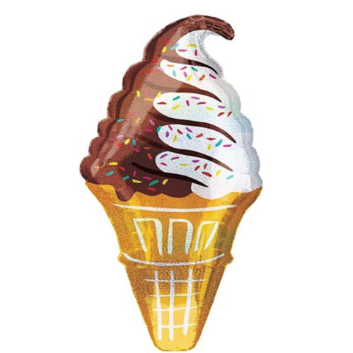 Prismatic Ice Cream Cone Foil Balloon for Summer/Birthday Party, Helium Inflation Included, 41-in Product image