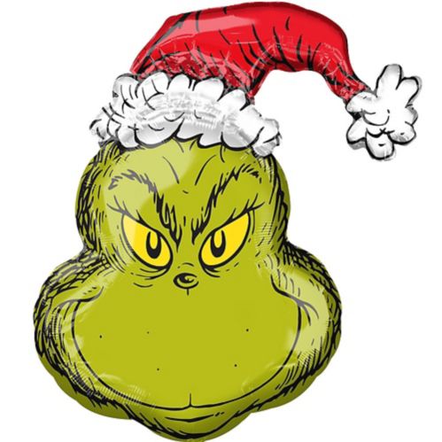 Giant Grinch Foil Balloon for Christmas/Holiday Party, Helium Inflation Included, 26-in Product image