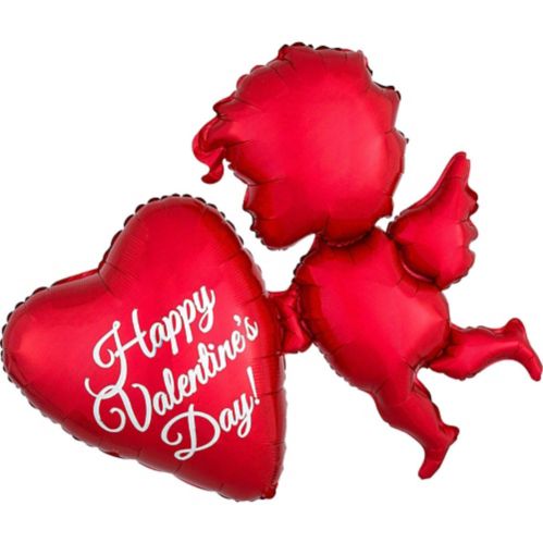 Giant Cupid Happy Valentine's Day Foil Balloon, Helium Inflation Included, Red, 34-in Product image