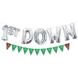 Air-Filled 1st Down Letter Balloons with Football Pennant Banner for Superbowl/Sports Party, Silver, 7-pc | Amscannull