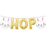 Air-Filled Easter Bunny Hop Letter Foil Balloons, Gold, 5-pc | Amscannull