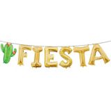 Air-Filled Fiesta Letter Foil Balloons, Gold, 7-pc