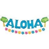 Air-Filled Aloha Letter Foil Balloons with Pennant Banner, Blue, 13-in | Amscannull