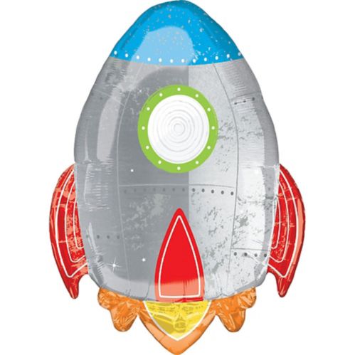 Blast Off Rocket Birthday Foil Balloon, Helium Inflation Included, 29-in Product image