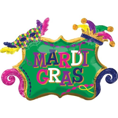 Giant Mardi Gras Foil Balloon, Helium Inflation Included, 34-in Product image