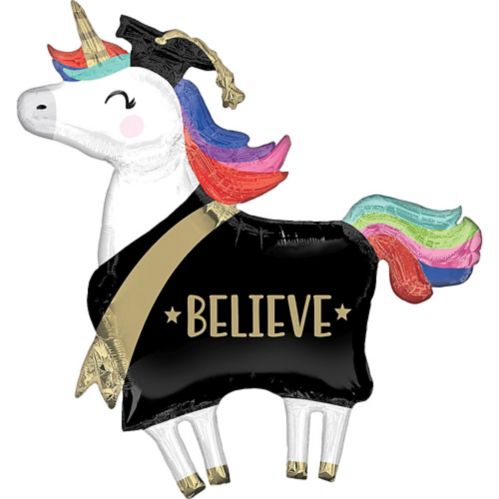 Giant Unicorn Believe Graduation Foil Balloon, Helium Inflation Included, 33-in Product image