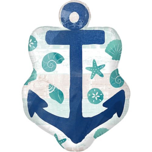 Sea, Sand, Sun Anchor Foil Balloon for Summer/Beach Party, Helium Inflation Included, 30-in Product image