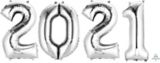Giant 2021 Number Foil Balloon for New Year's/Graduation, Helium Inflation Included, Silver, 34-in