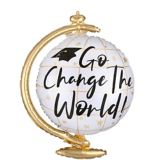 Ballon en aluminium de remise des diplômes en forme de globe du monde Go change, hélium compris, 23 po | Anagram Int'l Inc.null