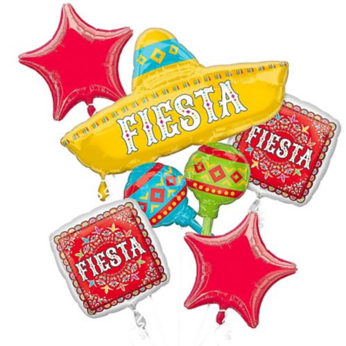 Bouquet de ballons en aluminium pour fiesta/Cinco de Mayo, gonflage à l’hélium inclus, 5 pièces Image de l’article