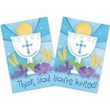 Cartes D Invitation Et De Remerciement Pour Premiere Communion Ensemble Bleu Paq Party City