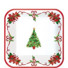 Traditional Christmas Dessert Plates, 40-pk Party City