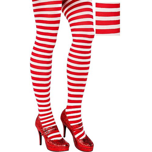 Candy Stripe Adult Tights Party City