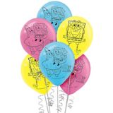 SpongeBob SquarePants Latex Balloons, Blue/Pink/Yellow, 6-pk Party City