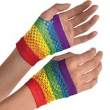 Short Fishnet Gloves, Rainbow | Amscannull