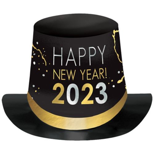 Chapeau haut de forme 2023 Amscan, noir, argenté et doré Image de l’article