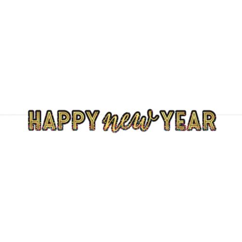 Banderole à lettres « Happy New Year » à confettis colorés Amscan Image de l’article