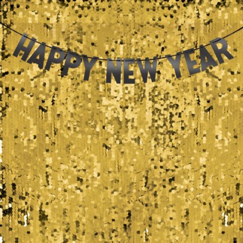 Toile de fond à paillettes du Nouvel An Amscan, noir, argenté et doré Image de l’article