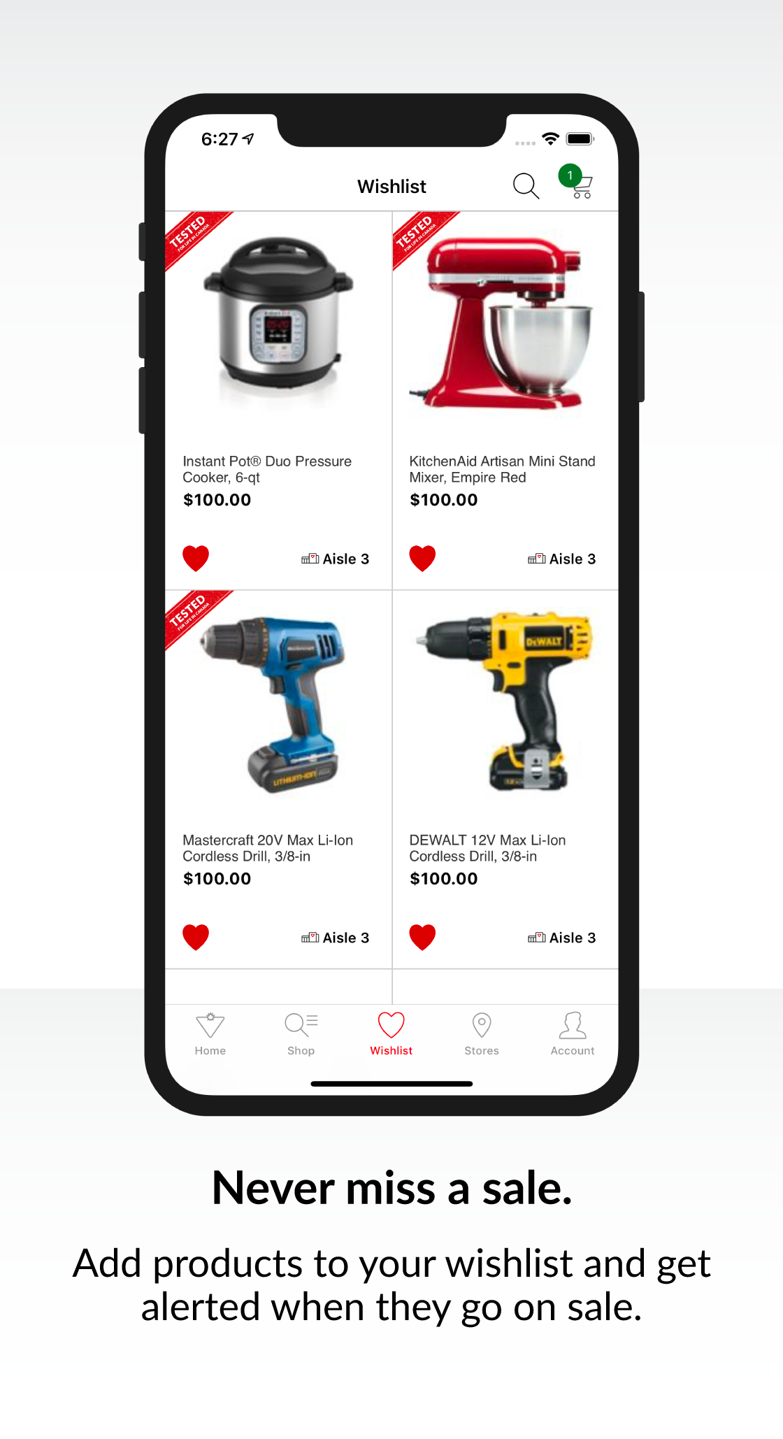 Mobile app download page Canadian Tire