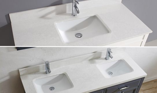 Alt text: Single sink vanity and double sink vanity.