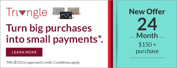 Triangle no fee no interest financing