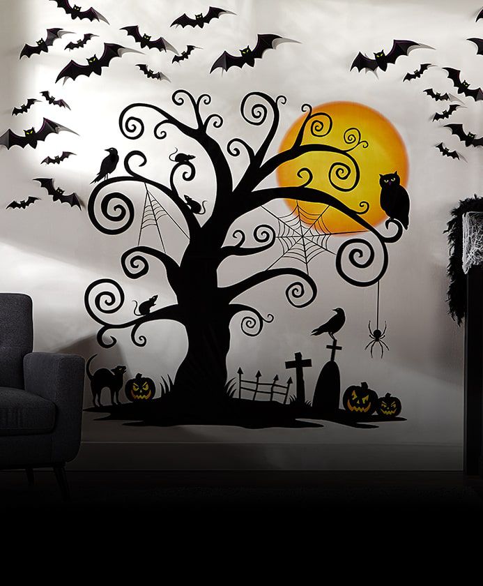 Halloween Effrayant Chat Autocollant Fenêtre Citrouille Saisonnier Wall Stickers Shop Vinyle