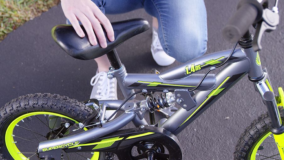 Adjust the saddle height on your kid’s bike