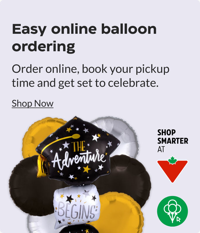 Easy online balloon ordering. Order online, book your pickup time and get set to celebrate.
